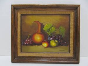 lot 200 image: Original Vintage Still Life Oil Painting Signed Greene