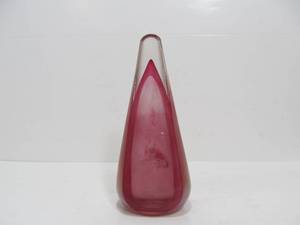 lot 223 image: Larger Signed Art Glass Cranberry Color Handmade Paperweight