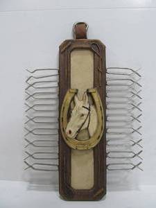 lot 226 image: Vintage 1930s era Western Horse Head Tie Rack