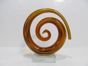 lot 237 image: Murano Amber Swirled Glass Spiral Sculpture