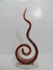 lot 238 image: Murano Glass Red Orange Swirled Flame Art Sculpture
