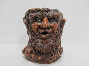 lot 247 image: Vintage 1970s Signed Jason Christoble Matchless Grove Face Candle Cup wGlass Eyes