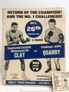 lot 8 image: Rare Original 1970 Muhammad Ali vs Jerry Quarry Full Press Kit Folder wTicket