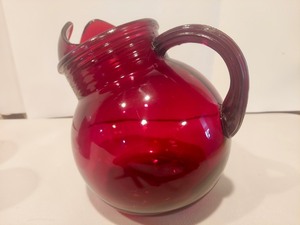 lot 96 image: Royal Ruby Red Small Pitcher w 12 Tumblers