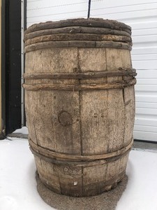 lot 99 image: 2 Large Antique Wood Barrels