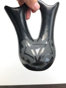 lot 156 image: Excellent Vintage Native American Black on Black Wedding Vase