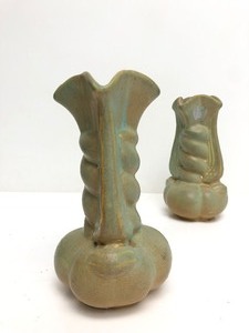 lot 160 image: Matching Pair of WW2 era Signed NILOAK Winged Victory Art Pottery Vases