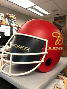 lot 180 image: LARGE Hanging BUDWEISER Beer Display Football Helmet 
