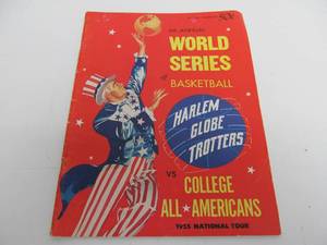 lot 251 image: Vintage 1955 World Series of Basketball Harlem Globetrotters World Tour Program