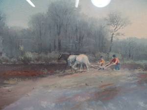 lot 175 image: Original Farming Landscape Watercolor Painting Signed