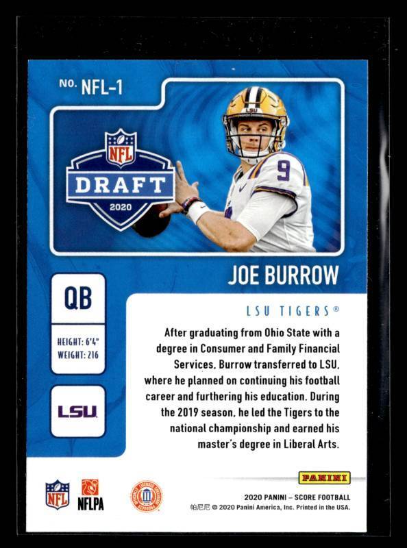 2020 Score NFL Draft Joe Burrow Rookie #NFL-1