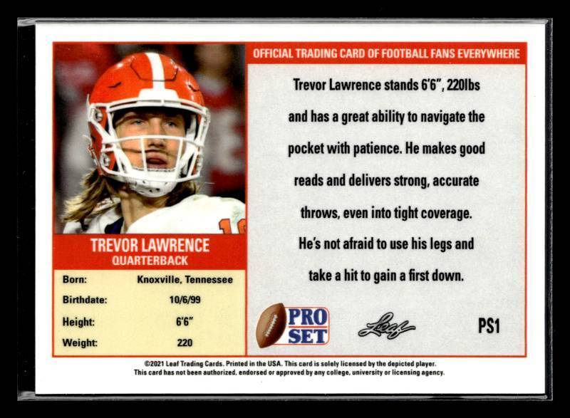 2021 Leaf Pro Set Trevor Lawrence Rookie #PS1 1989 Style