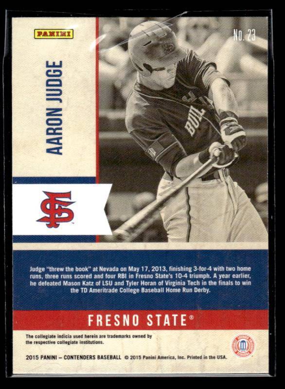 2015 Contenders Old School Colors Aaron Judge Rookie #23