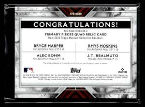 2022 Topps Museum Collection Quad Relic Card - Bryce Harper, Alec Bohm, Rhys Hoskins & J.T. Realmuto Serial #4075