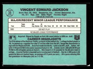 1986 Donruss The Rookies Bo Jackson Rookie Card #38