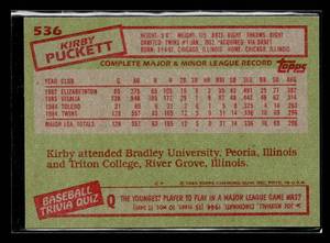 1985 Topps Kirby Puckett Rookie Card #536