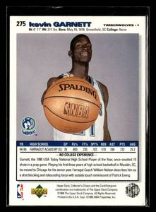 1995 Collectors Choice Kevin Garnett Rookie Card #275
