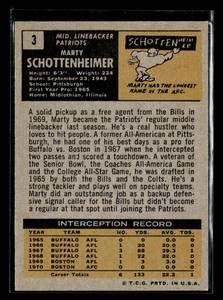 1971 Topps Marty Schottenheimer Rookie Card #3