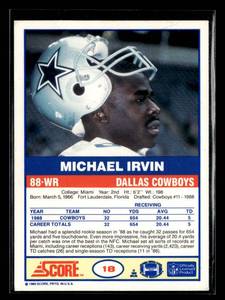 1989 Score Michael Irvin Rookie Card #18