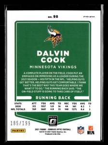 2021 Optic Orange Prizm Dalvin Cook #98 Serial #185199