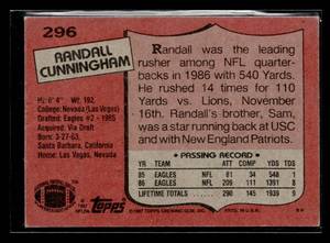 1987 Topps Randall Cunningham Rookie Card #296