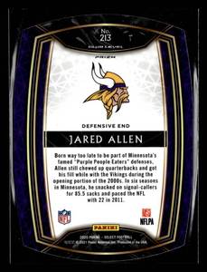 2020 Select Purple Prizm Die Cut Jared Allen #213