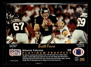 1991 Pro Set Platinum Brett Favre Rookie Card #290