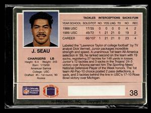 1990 Action Packed Junior Seau Rookie Card #38