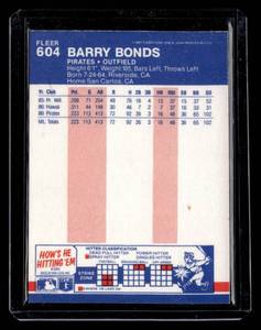 1987 Fleer Barry Bonds Rookie Card #604