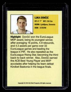 2018 Hot Shot Prospects Luka Doncic Rookie Card