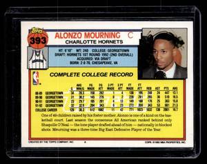 1992 Topps Gold Alonzo Mourning Rookie Card #393
