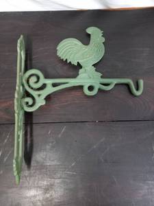 Painted Cast Iron Rooster Plant Hanger