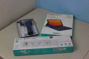 Kiva Smart Power Strip, Infrared Thermometer, and Ipad Keyboard