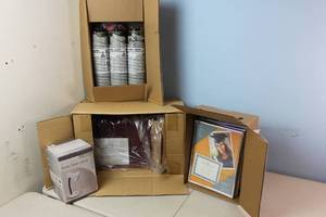 Desk Lamp, Desk Organizer, Box of Certificate Frames, and ink canisters (for refill)