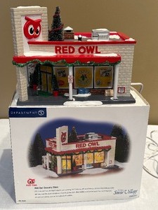 lot 51 image: Department 56 Snow Village Red Owl Grocery Store
