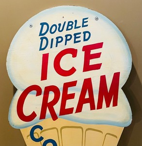 lot 132 image: Vintage Double Sided Wooden Ice Cream Sign