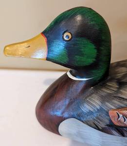 lot 97 image: Painted Carved Wood Mallard Decoy