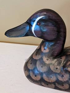 lot 98 image: Painted Carved Wood Blue Winged Teal Decoy