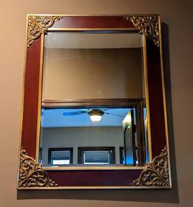 lot 102 image: Decorative Red and Gold Wall Mirror