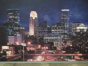 Minneapolis Cityscape Framed Poster on Canvas