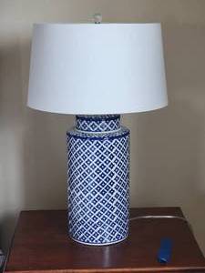 Charming Blue Painted Ceramic Table Lamp