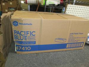 case of pacific blue 2-ply facial t...