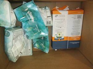 box of kleenex, paper and more ...