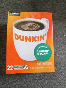 package of dunkin decaf 22 k-cup po...