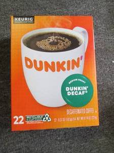 package of dunkin decaf 22 k-cup po...