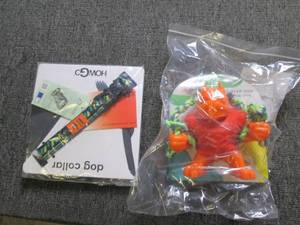 new dog collar and chew toy ...