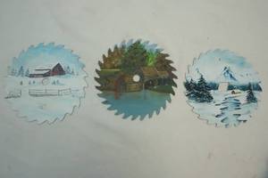 lot 254 image: hand painted saw blades