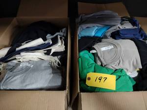 lot 197 image: (2) Boxes Assorted Shirts & Misc....