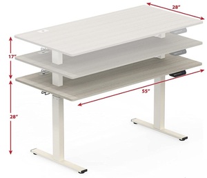 lot 59 image: SHW 55 in. Maple Large Electric Height Adjustable Standing Desk