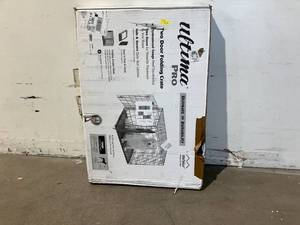 lot 68 image: MidWest Ultima Pro Series 42 in. Professional Gauge Steel 2-Door Dog Crate with Divider Panel